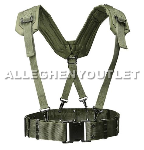 Original Us Army Od Webbing System Lbe Suspenders Pistol Belt Lc 2