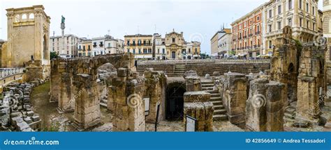 Roman Anphitheater And S Oronzo Square Lecce Editorial Stock Image