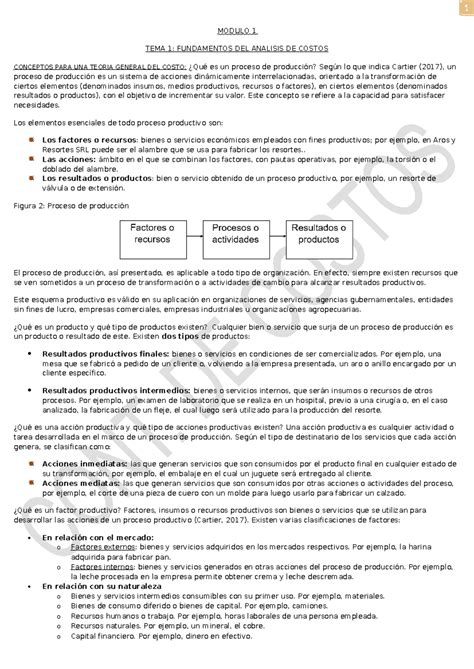 Resumencostos Modulo Tema Fundamentos Del Analisis De Costos