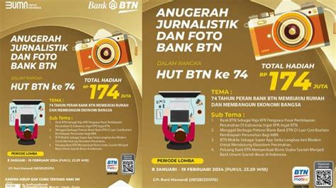 Anugerah Jurnalistik Dan Foto Btn Tawarkan Total Hadiah Ratusan Juta