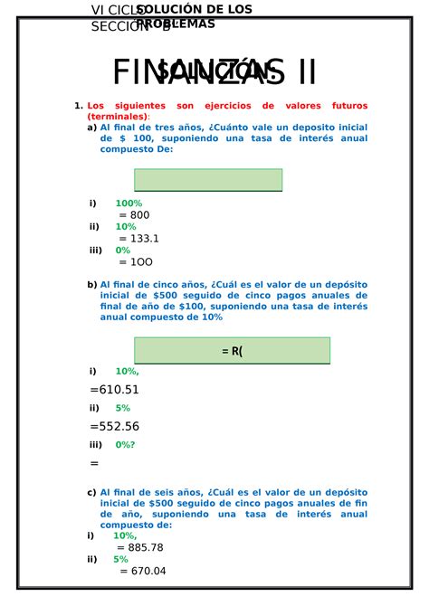 Finanzas corporativas II Práctica Valor DEL Dinero EN EL Tiempo