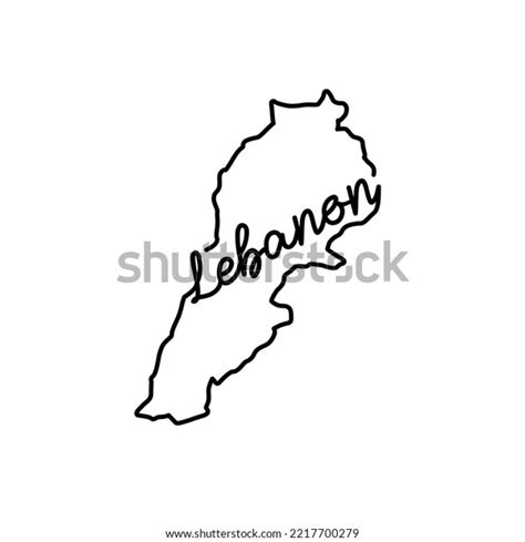 Lebanon Outline Map Handwritten Country Name Stock Illustration ...