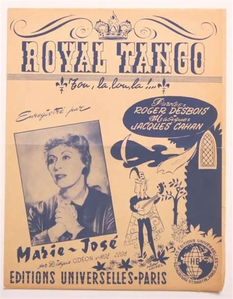 Partition Vintage Sheet Music Marie Jose Royal Tango S Desbois