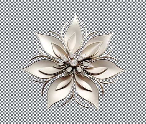 premium psd white gold brooch isolated  transparent background