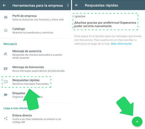 WhatsApp Business Cómo configurar las respuestas rápidas en Android