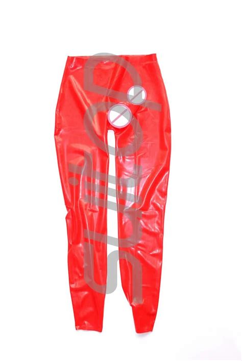 Pantalon Rouge Sexy En Latex Pour Hommes Avec Godes Pr Servatifs Pour P