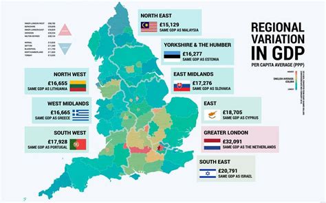 GDP in England: the NUTS 3 subregions of England, showing PPP adjusted ...