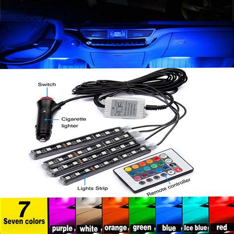 RGB LED Glow Car Lamp Under Dash Footwell Seats Inside Lighting 4X EBay