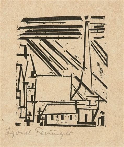 Lyonel Feininger Gelmeroda Kirche und Häuser 1918 MutualArt