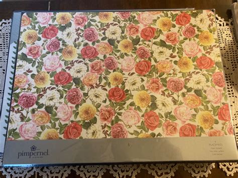 Portmerion Pimpernel Rose Bouquet Set Of Cork Placemats Sealed