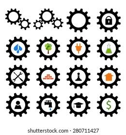 Set Gear Wheel Logos Industrial Icons Stock Vector Royalty Free