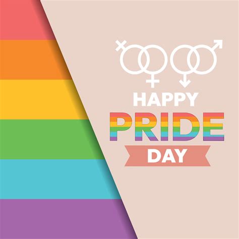 Colored Happy Pride Day Poster With Text And Gender Symbols Vector