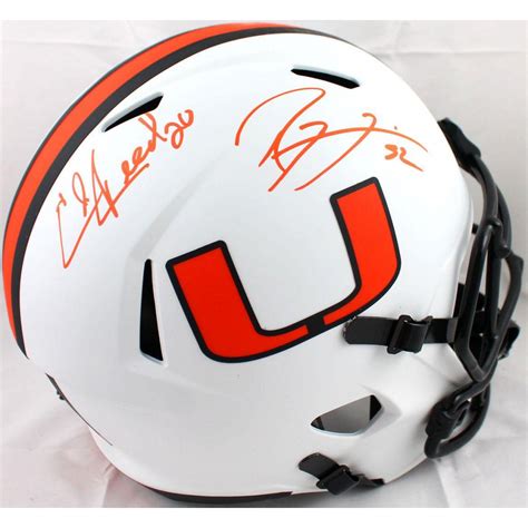 Ed Reed Ray Lewis Signed Miami Hurricanes Full Size Lunar Eclipse