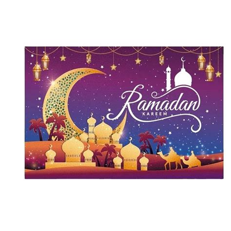 Eid Mubarak Backdrop Moon Lantern Booth Banner Muslim Ramadan Party