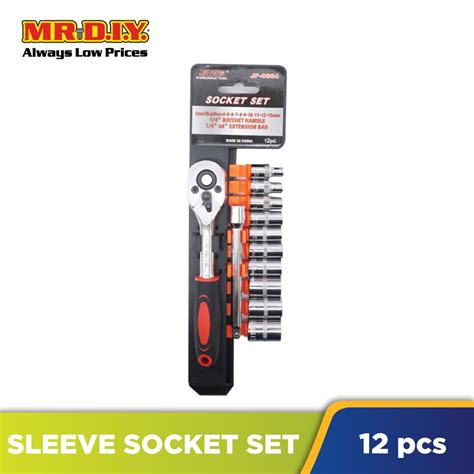 Ratchet Handle With Socket Set Pieces Shopee Malaysia