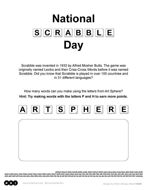 National Scrabble Day Handout | Art Sphere Inc.