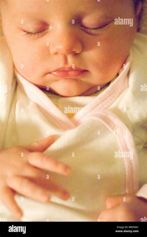 Close Up Of A Baby Girl Sleeping Stock Photo Alamy