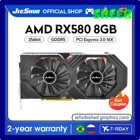 SHEER Jieshuo AMD RX 580 8Gb 2304SP Gaming Graphics Card GDDR5 GPU