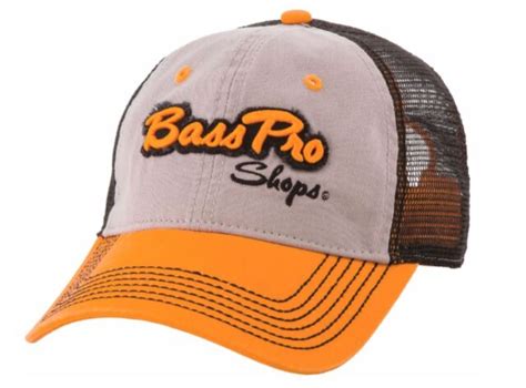 Bass Pro Shops Embroidered Logo Mesh Cap Tri Color Heavy Wash Orange Ebay