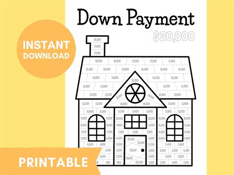 K Home Down Payment Savings Tracker House Savings Mortgage Financial