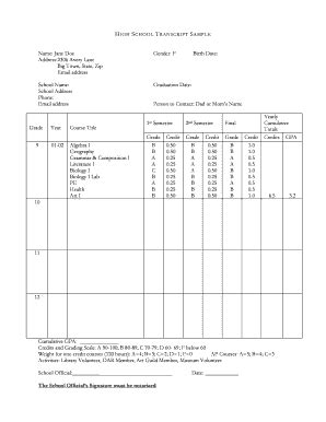 Fillable Online Depts Ttu Sample Homeschool Transcriptdoc Depts Ttu