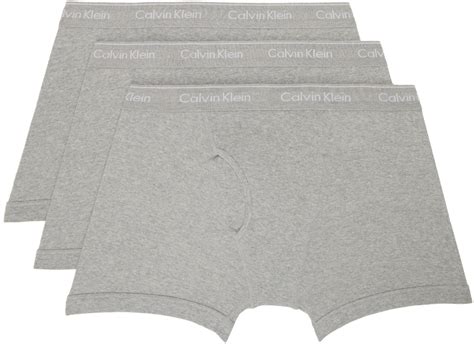 Three Pack Gray Boxer Briefs By Calvin Klein Underwear On Sale