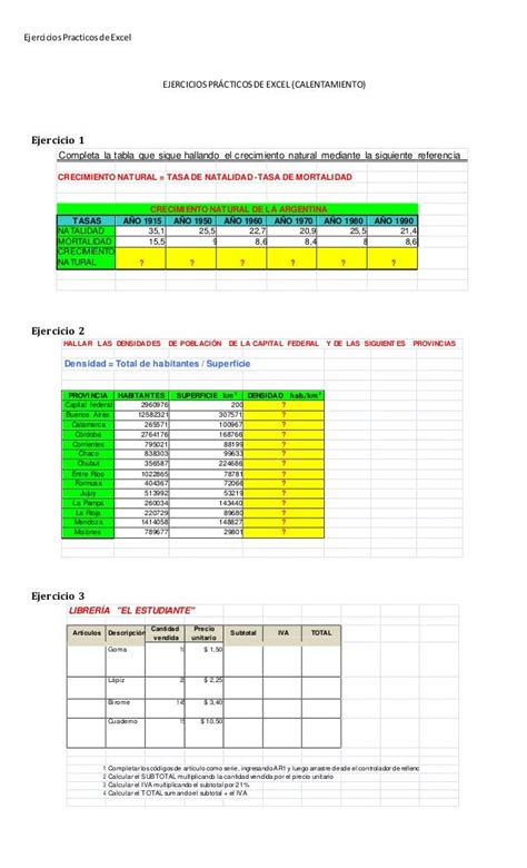 Ejercicios Excel Para Practicar