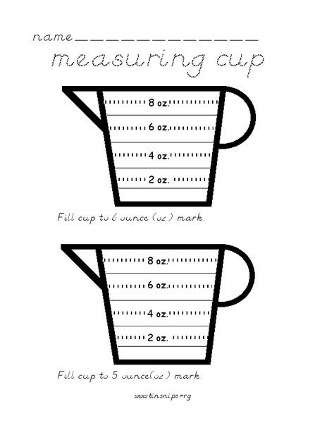 Free Printable Measuring Cup Worksheets