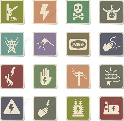 High Voltage Icon Set Vector High Voltage Illustration Vector Vector