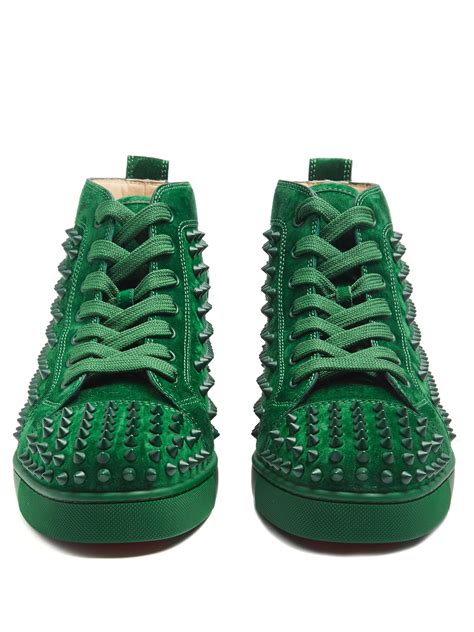 Christian Louboutin Louis Flat Suede Sneakers In Green For Men Lyst