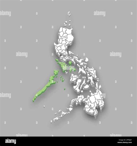 Mimaropa region location within Philippines 3d isometric map Stock ...