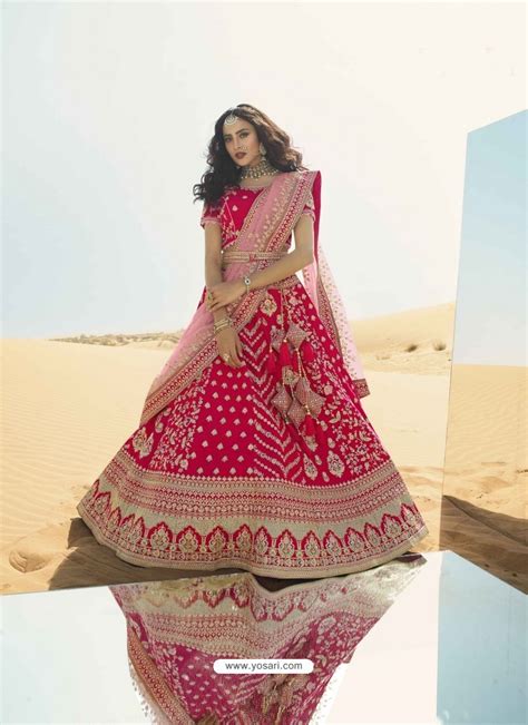 Buy Rose Red Heavy Embroidered Designer Bridal Lehenga Choli Bridal