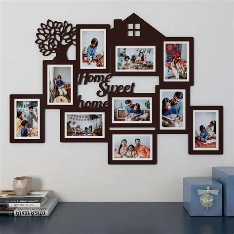 Home Sweet Home Dark Brown Hanging Photo Frame - WallMantra