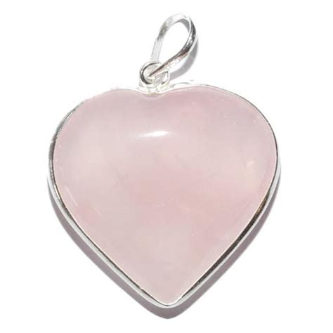 Pendentif Quartz Rose En Forme De Coeur Serti D Argent Pierres