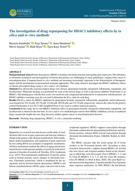 Pdf The Investigation Of Drug Repurposing For Hdac1 Inhibitory