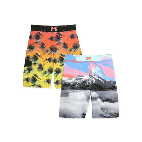 Wonder Nation Boys Quick Dry Swim Trunks With Upf 50 2 Pack Sizes 4 18 And Husky