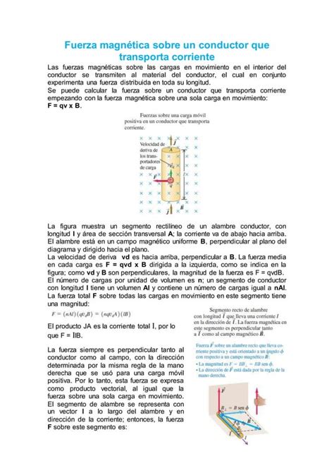 Fuerza magnética sobre un conductor que transporta corriente PDF