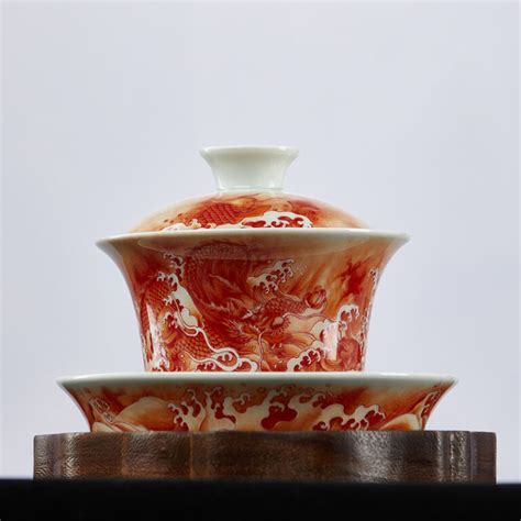 Chinese Dragon Tea Set Porcelain Gaiwan Tea Set