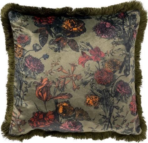 Dutch Decor YASMIN Sierkussen Velvet 45x45 Cm Military Olive Groen