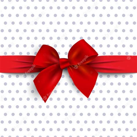 Premium Vector Red T Bow With Ribbon On Polka Dot Background