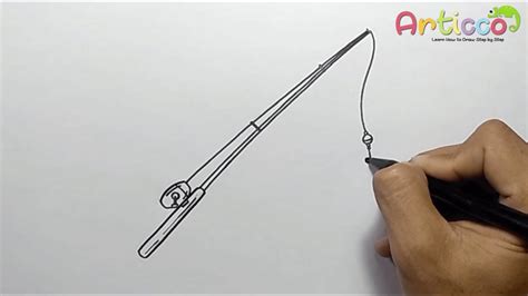 Fishing Pole Drawing, Pencil, Sketch, Colorful, Realistic Art Images ...