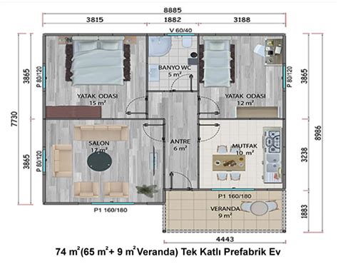 74 Metrekare Tek Katlı Prefabrik Ev Mes Yapı Tiny House