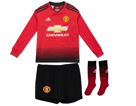 Kit Infantil Manchester United Fc 2019 Manga Longa Uniforme Titular