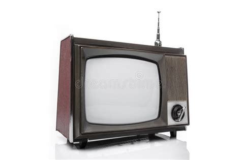 Conjunto De Tv Retro Anal Gico Port Til En Blanco Y Negro Con Antena