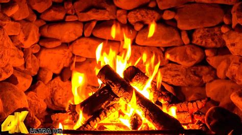 Fireplace Video 4K With Burning Logs Crackling Fire Fireplace At