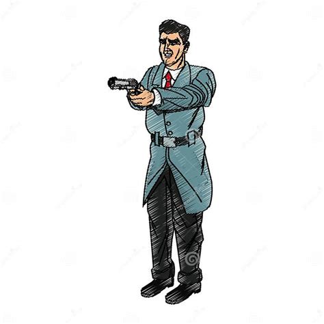 Man Cartoon With Gun Design Stock Vector Illustration Of Simplicity