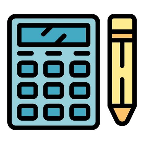 Vector de contorno do ícone da calculadora da escola classe da criança