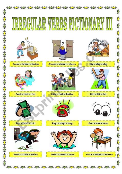 Irregular Verbs Pictionary 3 Part 3 Esl Worksheet By Evadp75 A80