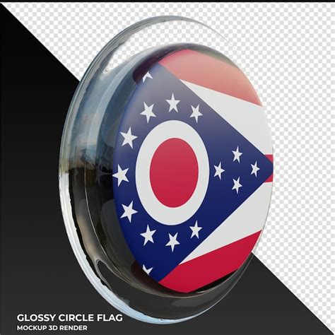 Premium Psd Ohio0003 Realistic 3d Textured Glossy Circle Flag