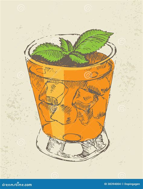 Hand Gezeichnete Illustration Des Tropischen Cocktails Vektor